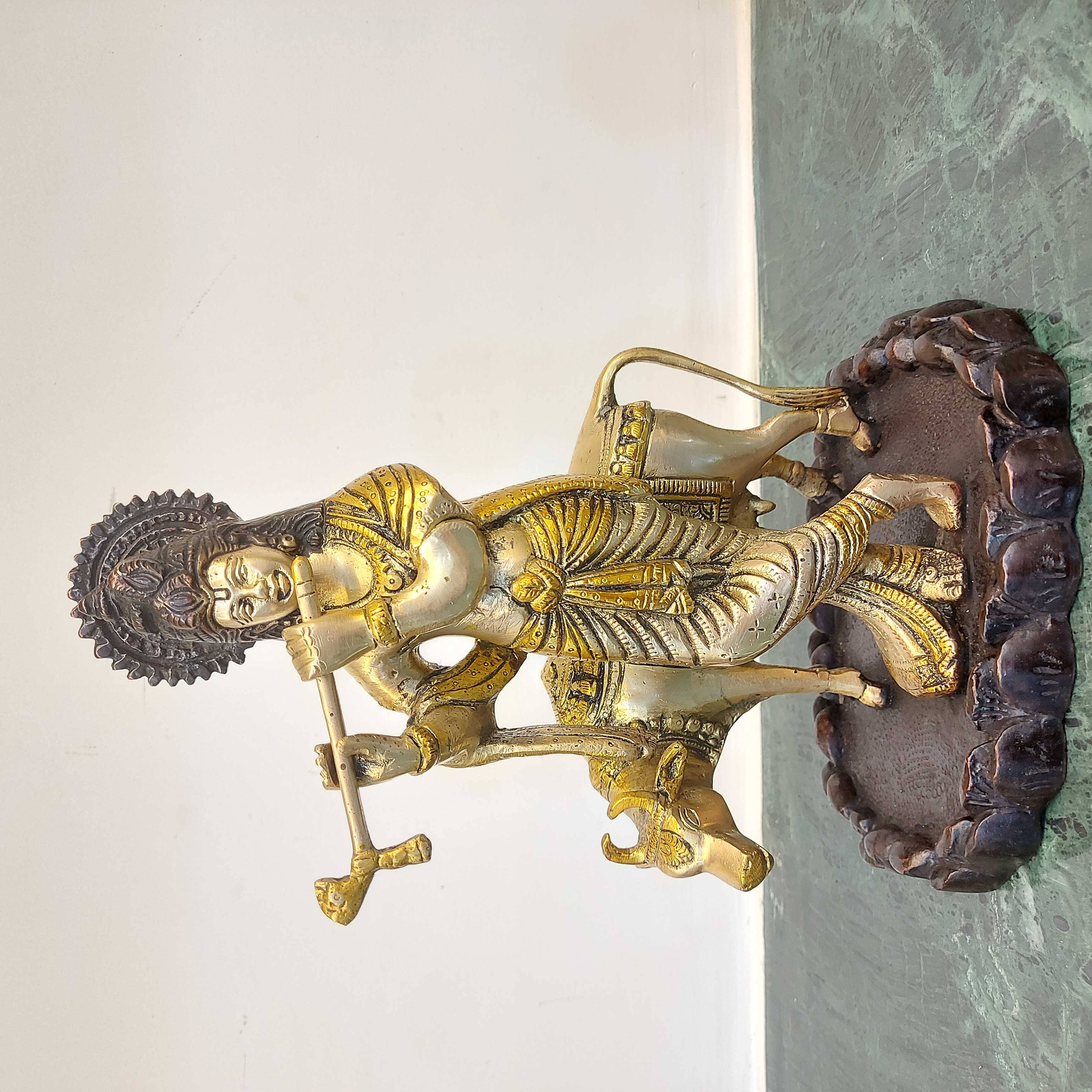 Brass Cow Krishna